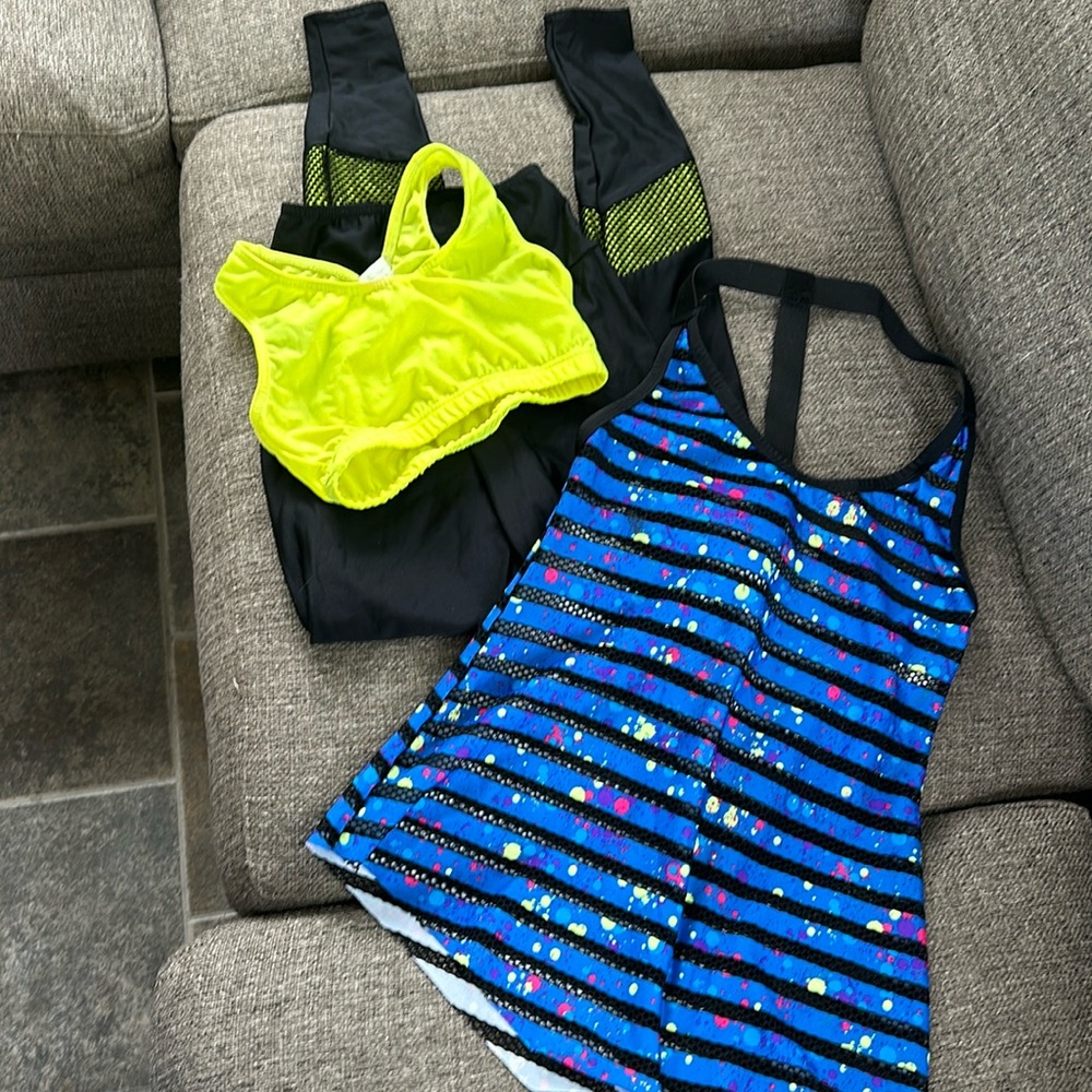 A Wish Come True 3-Piece Neon Splatter Dance Costume Small Adult